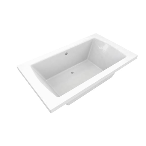 Pemberly Row Rectangular 66 X 42 Center Drain Acrylic Drop-In Bathtub in White
