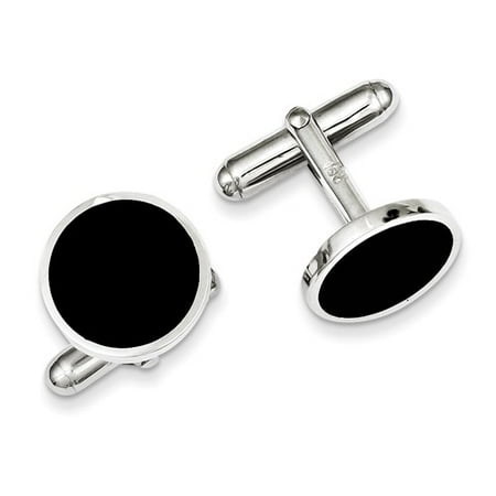 Sterling Silver and Black Enamel Cuff Links