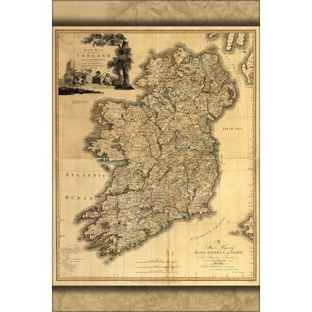 24"x36" Gallery Poster, map of Ireland 1797 p2