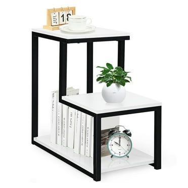 YYAo Dining Table,Side Table,Nightstand,3-Tier Ladder-Shaped Chair Side Table with Storage Shelf-White