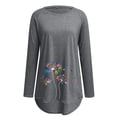 thumbnail image 4 of TSADFHJI T-Shirts en Coton pour Femmes Col Rond Décontracté Raglan Pissenlit Imprimé Manches Longues T-Shirts Blouse Top S Gris, 4 of 4