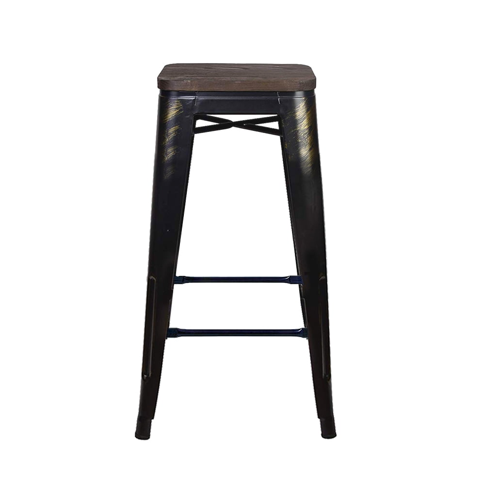 GIA Design Group 24 Inch Backless Stackable Metal Bar Stool with Dark