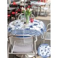 thumbnail image 5 of Outdoor Tablecloths with Umbrella Hole & Zipper, Navy Blue Floral Round Tablecloths 60 Inch, Vintage Flowers Plants Farmhouse Greek Key Waterproof Table Cloth, Patio/Pool/Picnic Table Covers, 5 of 8