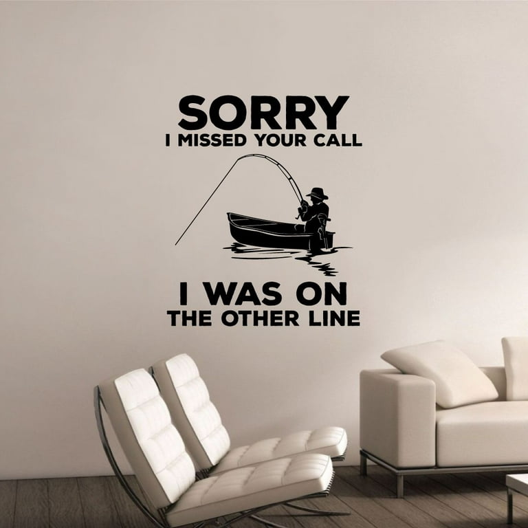 On The Other Line Quote Fishing Fish Fisher Fishers Fisherman Quotes Vinyl  Design Wall Sticker Wall Art Wall Decal Boy Girl Kid Room Pool Area Bedroom  Home Decor Stickers Decoration Size (10x8