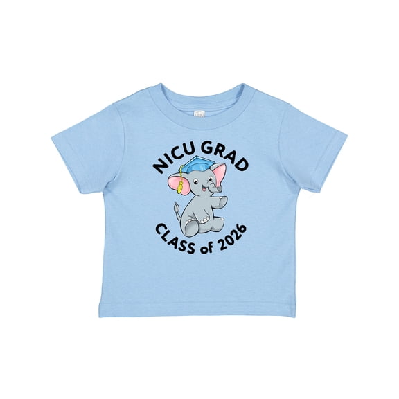 Inktastic Nicu Grad Class of 2026 Cute Elephant with Blue Cap Boys or Girls Baby T-Shirt