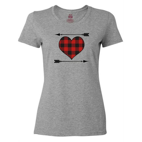 Inktastic Buffalo Plaid Valentines Day Heart Women's T-Shirt