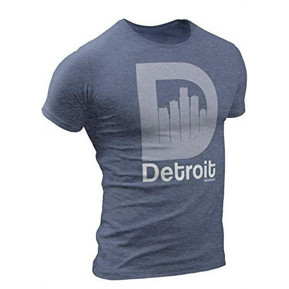 Detroit T Shirts Unisex S M L XL XXL - Detroit D Logo Skyline T-Shirt — Detroit Tee Shirts by DETROIṬREBELS