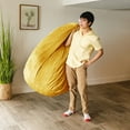 thumbnail image 6 of Big Joe Lotus Foam Filled Teardrop Bean Bag Chair with Removable Cover, Mustard Plush, Soft Polyester, 4 feet Big, 6 of 10