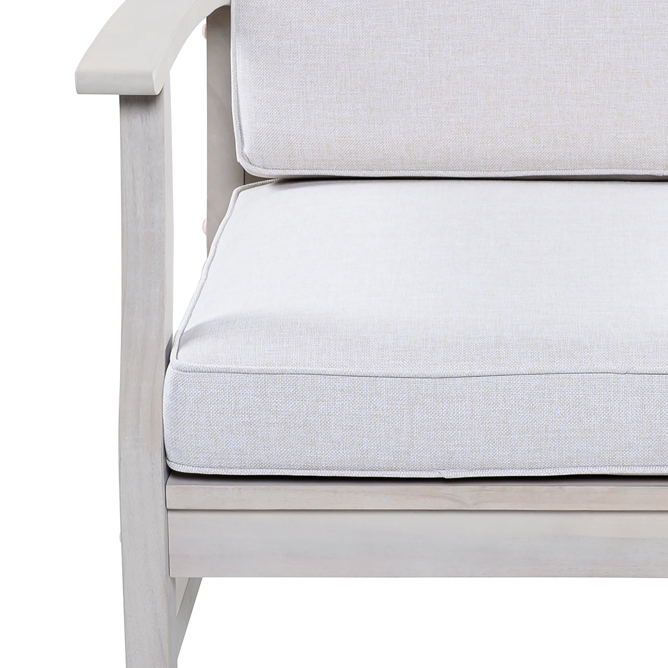 Christopher Knight Home Acacia Wood Outdoor Chat Set, Club Chairs with Cushions and Side Table, Light White