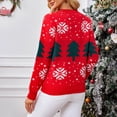 thumbnail image 4 of Hueook Cable Knit Sweater Women Sweater Women Women's Christmas Print Long Sleeve Round Neck Sweater Red XL, 4 of 5