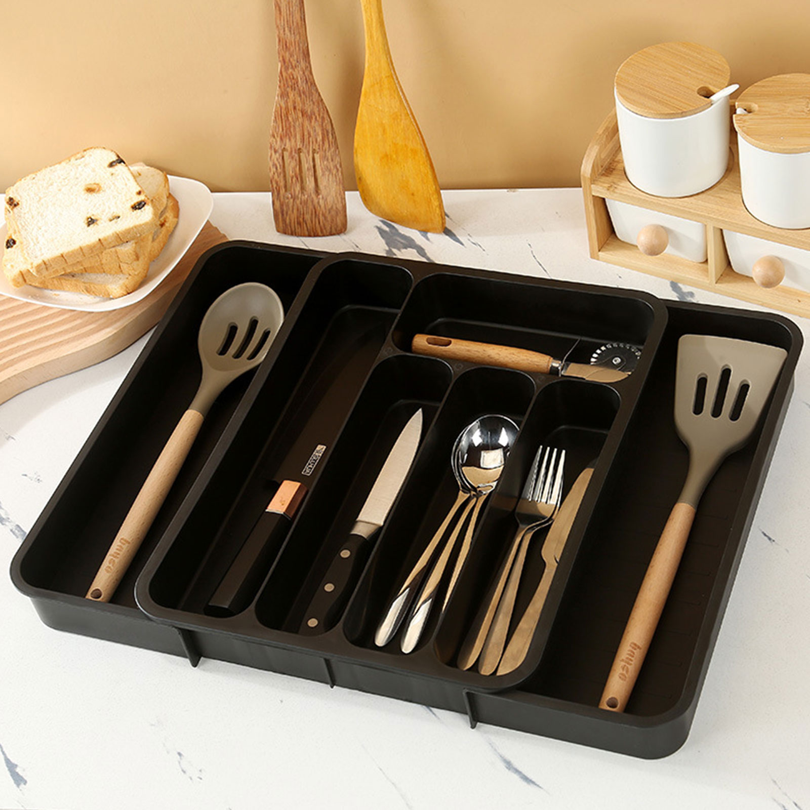 Silverwares Drawer Organizers Expandable Utensils Holder Cutlery Tray Adjustable Tablewares Dividers Storage Fork