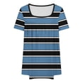 thumbnail image 6 of JTZGDY Women's Plus Size Tops Casual Striped Printed Summer Square Neck Blouses Short Sleeve Ruched Pleated T Shirts Loose Oversized Flowy Beach Tunics Navy XXXXXL, 6 of 6