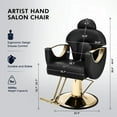 thumbnail image 3 of All Purpose Heavy Duty Reclining Hydraulic Barber Chair Hair Styling Beauty Salon Spa 360°Swivel Equipment(Black & Gold), 3 of 18