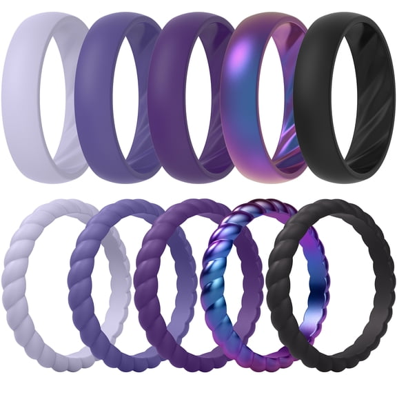 ThunderFit Silicone Rings for Her, Mix Women's Silicone Wedding Rings, 1.8mm Thick Rubber Engagement Rings Swivel & 5.5mm Classic Rings Combo