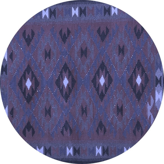 Ahgly Company Indoor Round Southwestern Blue Country Area Rugs, 5' Round