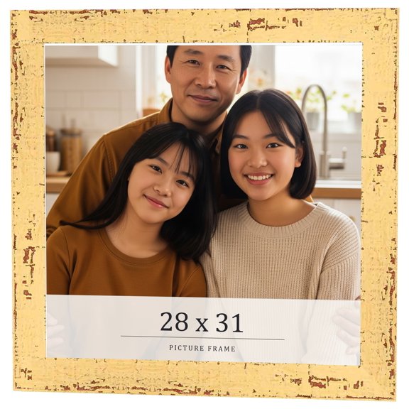 28x31 Frame Yellow Real Wood Picture Frame Width 1.25 inches | Interior Frame Depth 0.5 inches |