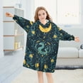 thumbnail image 5 of FORMRS Wearable Blanket Hoodie with Sleeves for Kids Cozy Flannel Sweatshirt, Green Dragon Flowers, 5 of 7