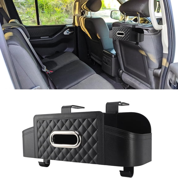 Black Multifunctional Car Backseat Organizer With Storage Box & Cup Holder, Universal Fit For Most Vehicles, Sturdy Car Organizer For Travel, Snacks, Drinks For Family