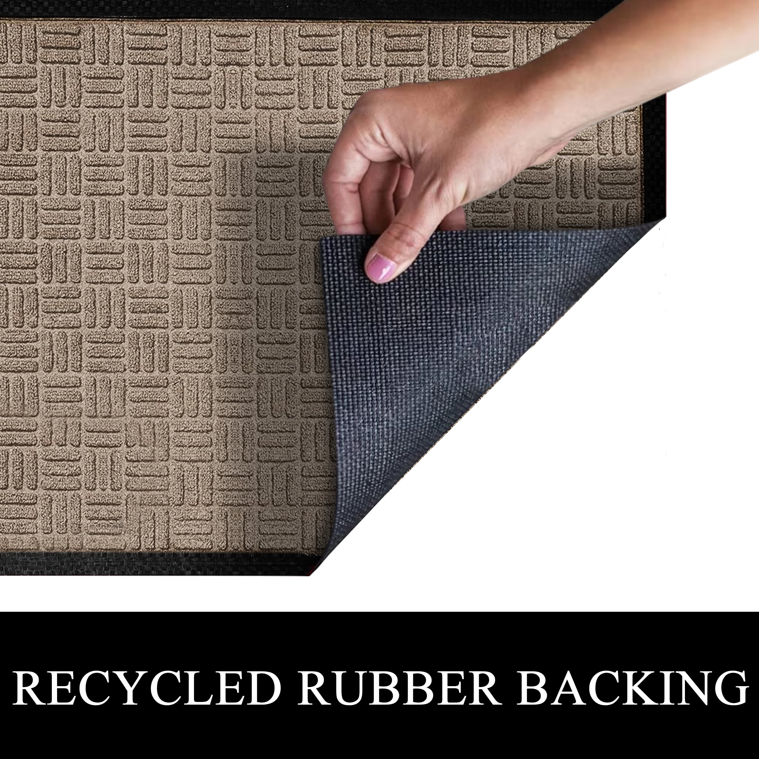 A1HC Indoor Outdoor Mat, Front and Back Entrance Welcome Mats, Front Patio Mats 24x36 Inches, Non-Slip Easy Clean Entrance Washable Large Size Doormat, Beige Criss Cross