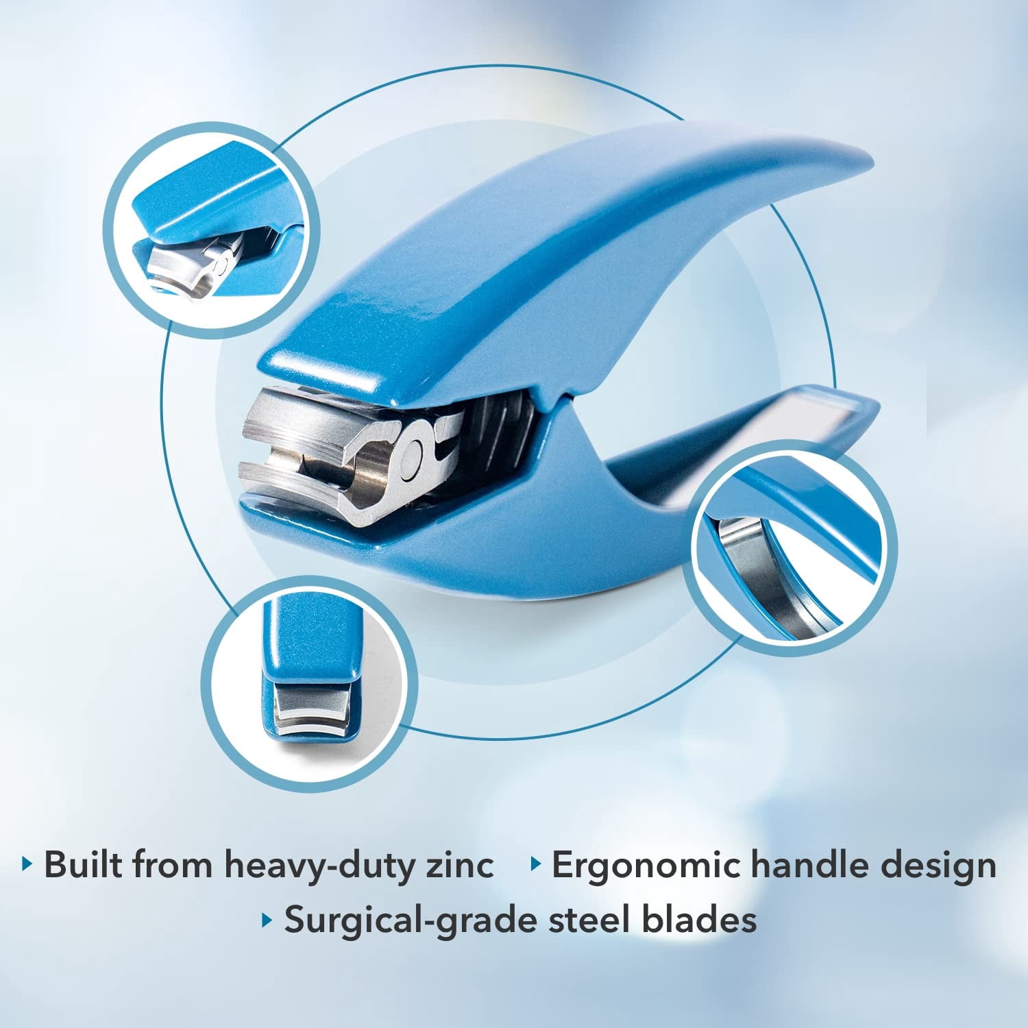 Azurro - Clipperpro Nail Clipper Stainless Steel Blades Rotate 180 for Men Women One Size - Blue