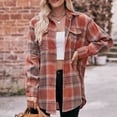 thumbnail image 5 of Tdoqot Women's Shacket Jacket- Plaid Button Down Casual Loose Fall Jackets for Women Brown Size M, 5 of 7