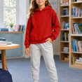 thumbnail image 2 of CUZIBR Little Girls Hoodies Basic Solid Color Sweatshirt Pullover Long Sleeve Comfort School Tops,Red,6-7 Years, 2 of 4