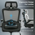thumbnail image 3 of Big and Tall 600lbs Office Chair, High Back Mesh Desk Chair, Ergonomic Executive Computer Chair with Adjustable Lumbar Support Headrest 3D Flip Up Arms Heavy Duty Metal Base, Extra Wide Seat, Black, 3 of 8
