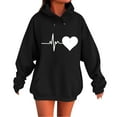 thumbnail image 3 of Women's Hoodie Sweatshirt Fall Fashion Casual Long Sleeve Loose Solid Color Hoodies Comfy Trendy Pullover Tops with Pockets Black#01 XXL, 3 of 5