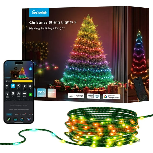 Luces navideñas Govee RGBWIC de 66 pies y 200 LED con mapeo de formas