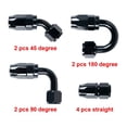 thumbnail image 2 of Cabtherlyn 4pcs 12AN Straight 2pcs 45 Degree 2pcs 90 Degree 2pcs 180 Degree Swivel Hose End Fitting for Braided Fuel Oil Gas Line Hose AN12 Adapter Aluminum Black, 2 of 8