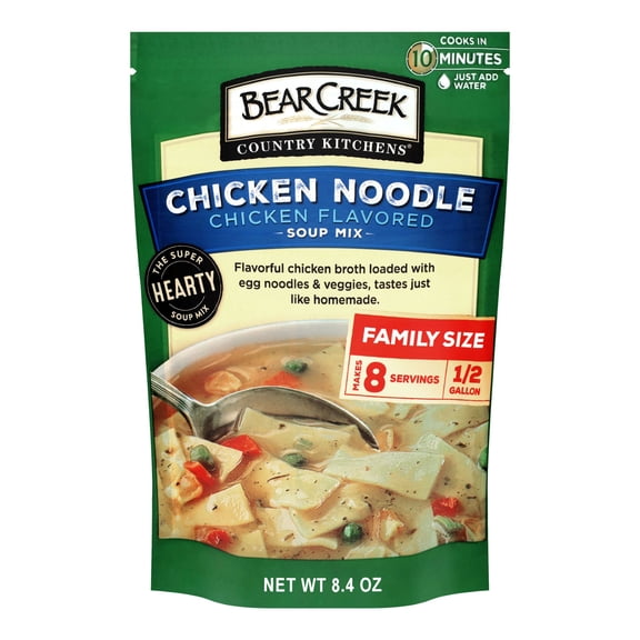 Bear Creek Country Kitchens Chicken Noodle Soup Mix, 8 Servings, Shelf Stable, 8.4oz Pouch