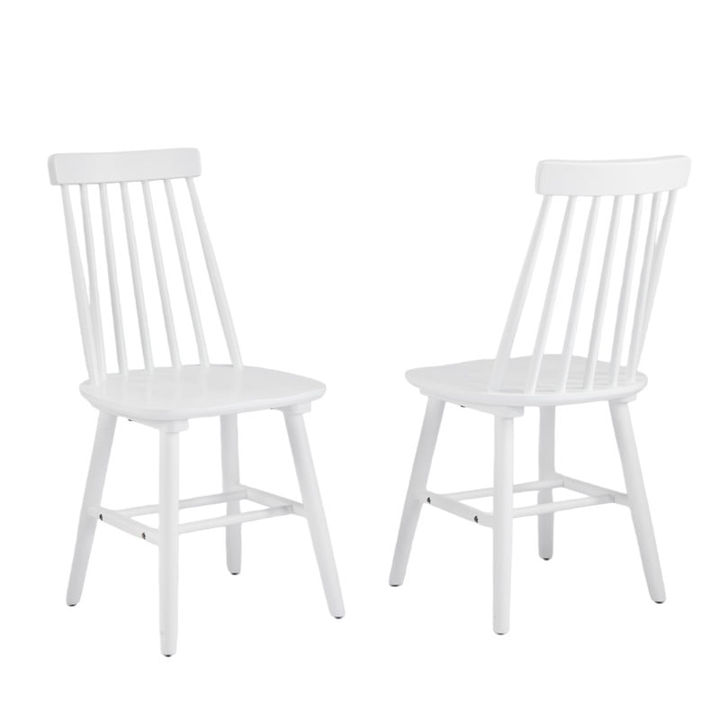 Solid Wood Dining Chairs Set of 2, Ergonomic Windsor Backrest Mid-Century Modern Armless Kitchen Side Chairs