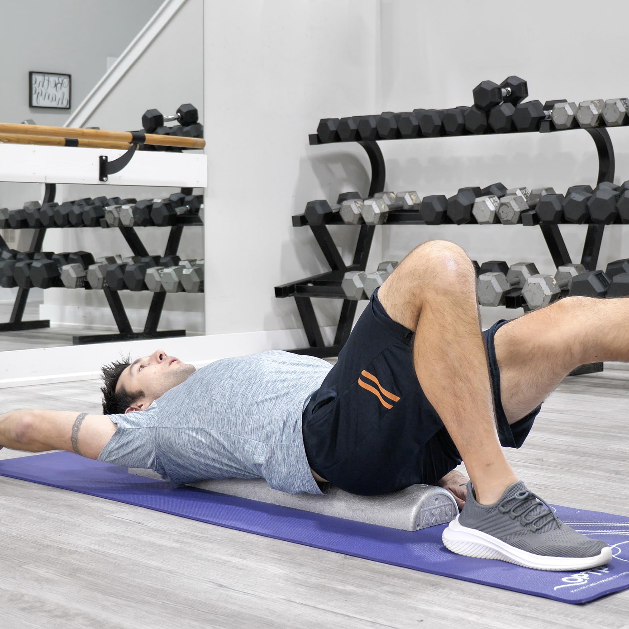 OPTP Silver AXIS Foam Roller - Moderate Density, Eco-Friendly, Durable Foam Roller for Physical Therapy and Exercise, Deep Tissue Muscle Relief, and Workout Recovery (36" x 3" Half-Round)