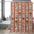 thumbnail image 2 of Christmas Stripes Bathroom Shower Curtain Bell Flower Stars Snowflakes Linen Waterproof Washable Shower Curtains for Bathtub Bath Decor with Grommets and Hook 72 X 84 Inch, 2 of 8
