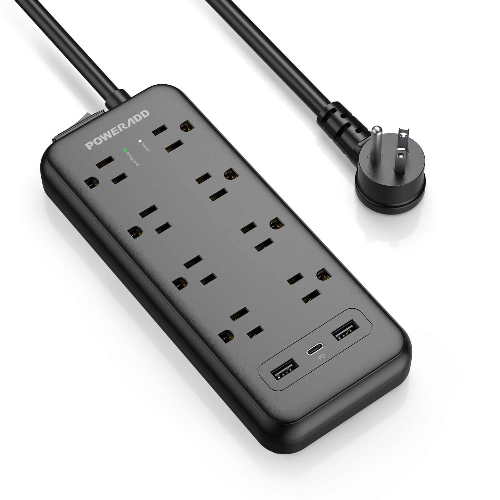 Poweradd 3 Port Outlet Power Strip Surge Protector with 3 USB Fast Charging Port 