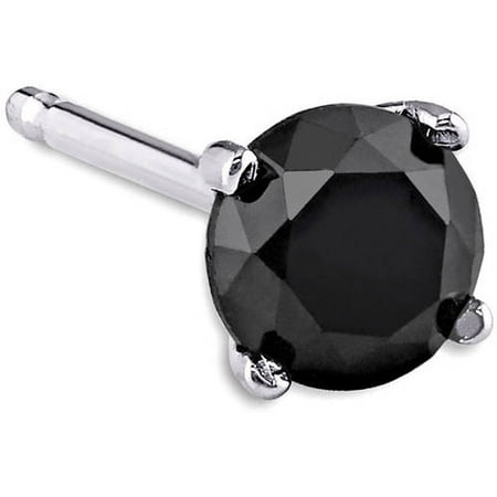 3/8 Carat T.W. Black Diamond Solitaire 10kt White Gold Single Stud Earrings