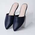 thumbnail image 6 of J. Adams Lennox Mules for Women - Black Vegan Leather Pointed Toe Slides, 6 of 6