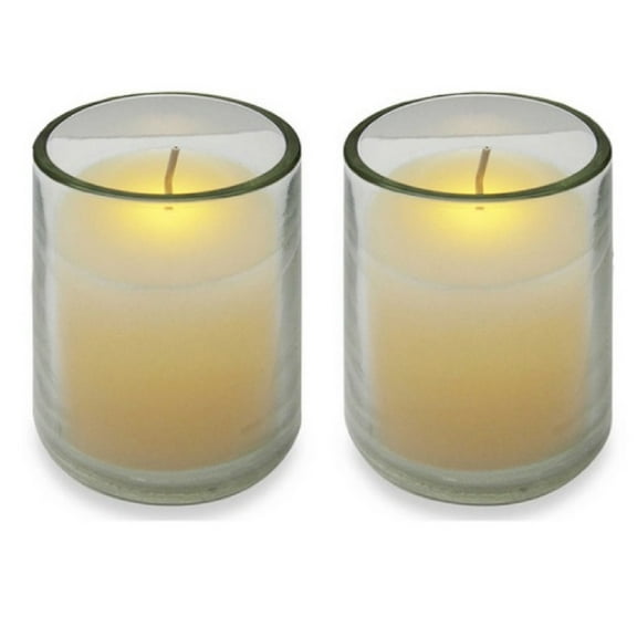 CC Christmas Decor Pack of 2 Glass Battery Operated Wax Flickering Flameless Votive Candles 2"