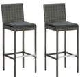 thumbnail image 1 of Outdoor Barstool Chair Set of 2, Gray Rattan, Black Fabric Cushions, 1 of 1