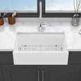 thumbnail image 3 of 33 Inch Ceramic Kitchen Sink,Included Stainless Steel Dish Grid&Basket Strainer, Easy to Clean,Utility Sink for Workstation, Kitchen,White, 3 of 6
