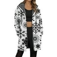 thumbnail image 2 of Jacket Women Longline Jackets Christmas Print Winter Cozy Lined Full Zip Outerwear for Cold Weather Womens Coats White S, 2 of 5