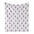 thumbnail image 1 of Owl Soft Flannel Fleece Throw Blanket, Cartoon Style Illustration of Birds on the Branches Mysterious Woods Print, Cozy Plush for Indoor and Outdoor Use, 50" x 70", Eggplant and White, by Ambesonne, 1 of 6