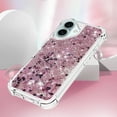 thumbnail image 5 of Case for iPhone 16 Case Glitter Bling Liquid Cute Clear Phone Case,Floating Quicksand Shockproof Protective Bumper Soft TPU Cover for iPhone 16 6.1 inch Love Rose YB, 5 of 14