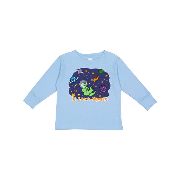 Inktastic I Love Space Cute Dinos and Planets Boys or Girls Long Sleeve Toddler T-Shirt