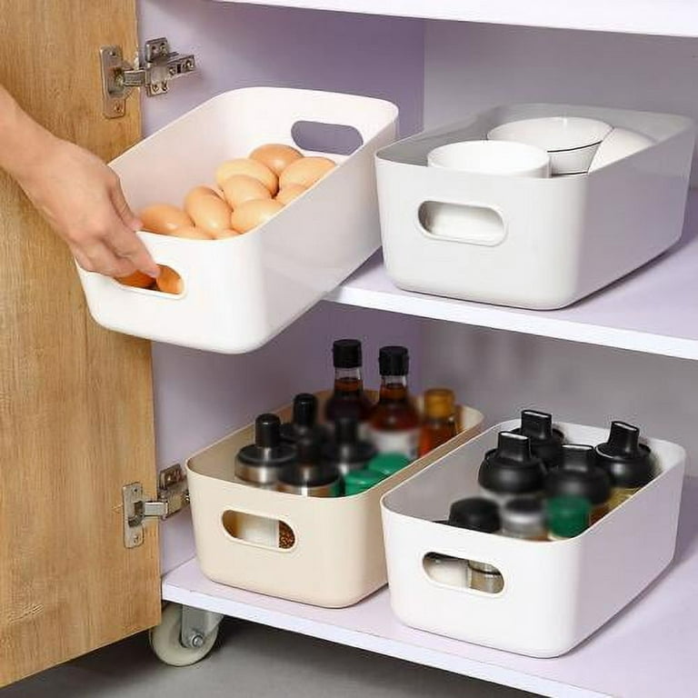 Deep Plastic Bathroom Vanity Storage Bin with Handles - Organizer