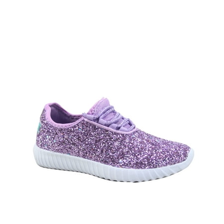 

Remy-18 Women s Fashion Flat Glitter Light weight Lace Up Rubber Running Athletic Shoes ( Purple 7 )