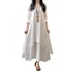 thumbnail image 1 of Vestido largo de algodón y lino informal de dos piezas falsas de corte holgado para mujer y niña Jumpingount FS9904-02, 1 of 7