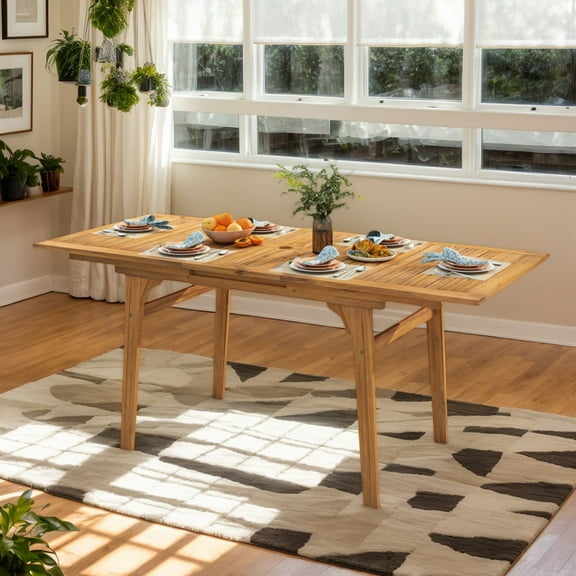 GVN Patio Dining Tables,Patio Tables,55 Inch Patio Dining Table Expandable for 6-8 People with Umbrella Hole