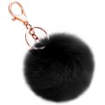 thumbnail image 1 of Llavero de piel de conejo artificial suave Bola de pompón Llavero esponjoso Maleta Mochilas Accesorios Encanto para mujeres niñas (Negro) JAMW Sencillez, 1 of 5