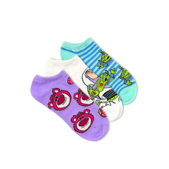 Disney Pixar Lotso Women's No-Show Socks, 3-Pack, Size 4-10